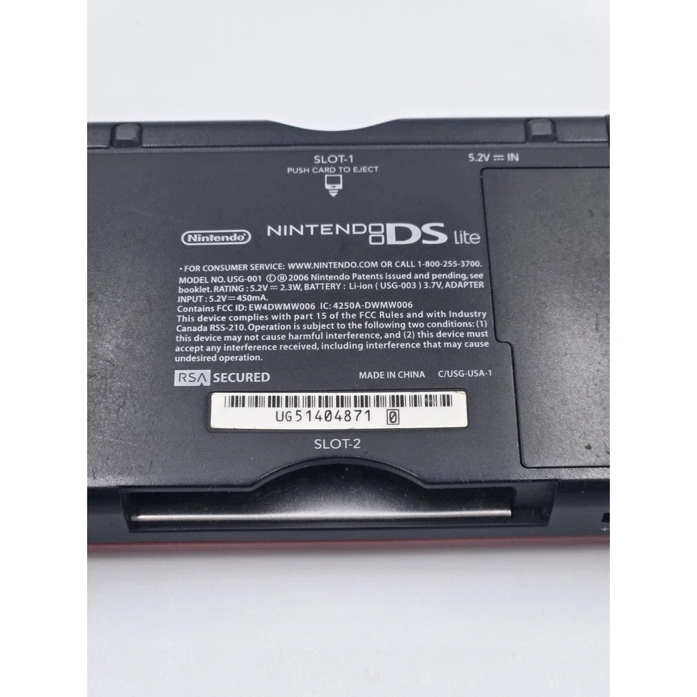 Nintendo DS Lite Red/Black Handheld Console (Used) And Charger (New)